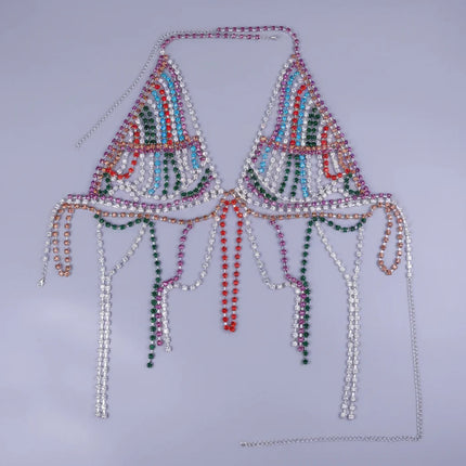 Luxury Crystal Tassel Chest & Waist Chain Bikini Jewelry Set