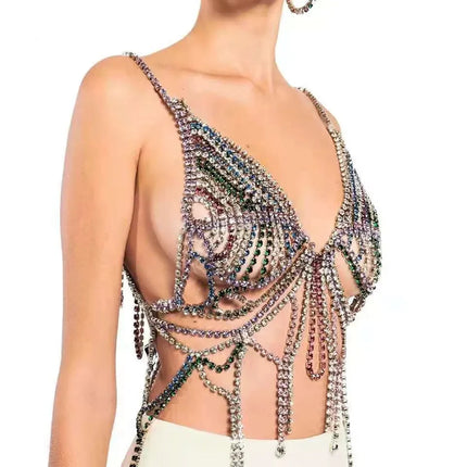Dazzling Crystal Tassel Chest Chain & Bikini Bra Body Jewelry