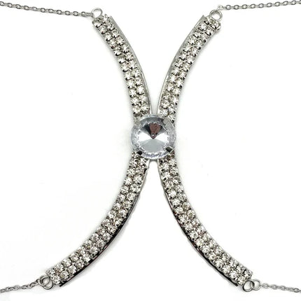 Luxury Rhinestone U-Shape Chest Chain – Shimmering Water Drop Pendant Bikini Bra Body Jewelry for Festivals & Beachwear