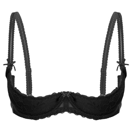Lace Underwire Half-Cup Push-Up Bra