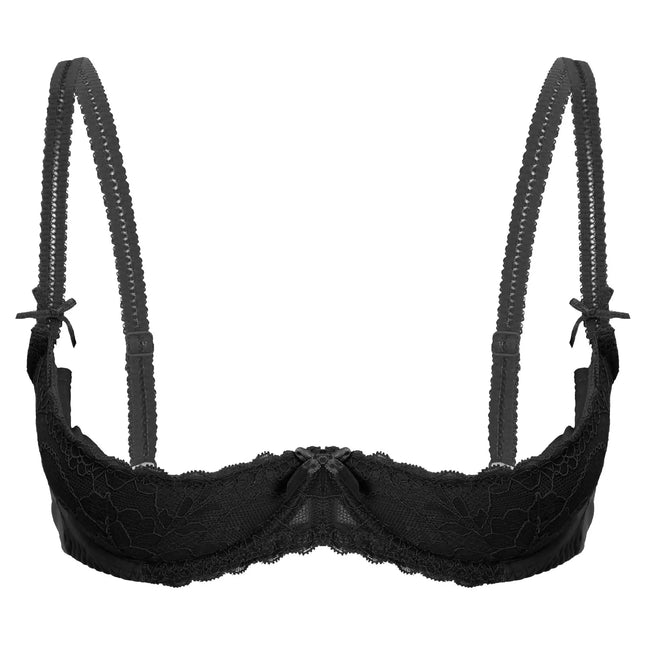 Lace Underwire Half-Cup Push-Up Bra
