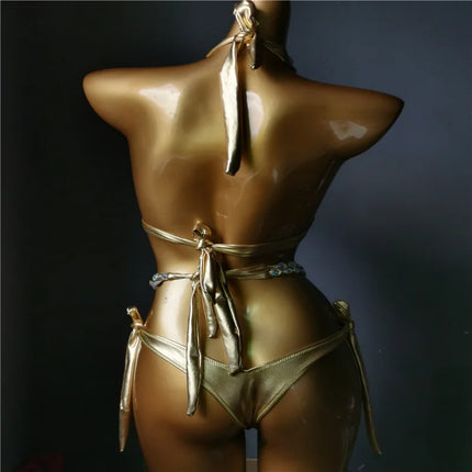 The Venus Vacation High-Waist Bikini – Classic Diamond Rhinestone Showgirl Set