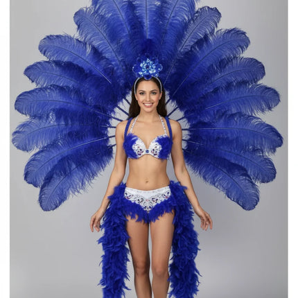 Deluxe Feather Flower Backboard Showgirl Performance Set
