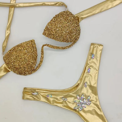 The Venus Vacation Rhinestone Bikini – Diamond Showgirl Performance Swim Set