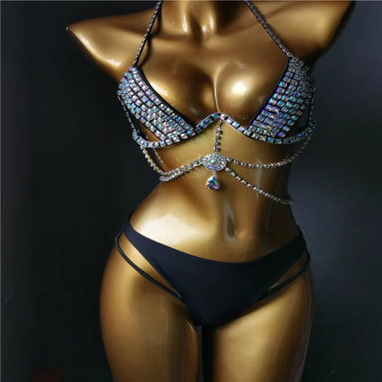 The Venus Vacation Classic Crystal Bikini – Ultra-Glam Rhinestone Showgirl Swim Set