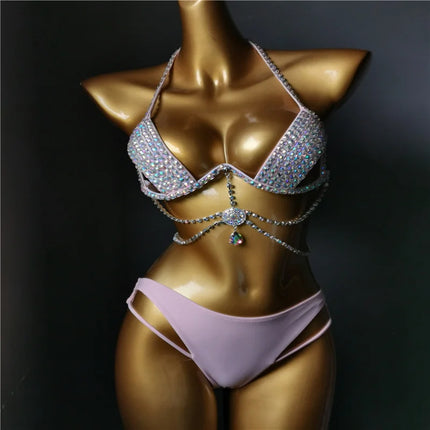 The Venus Vacation Classic Crystal Bikini – Ultra-Glam Rhinestone Showgirl Swim Set