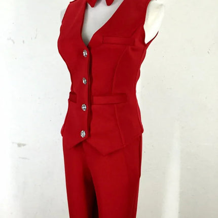 Tailored Vest & Trouser 3-Piece Suit Set with Matching Bow Tie Stage Costume