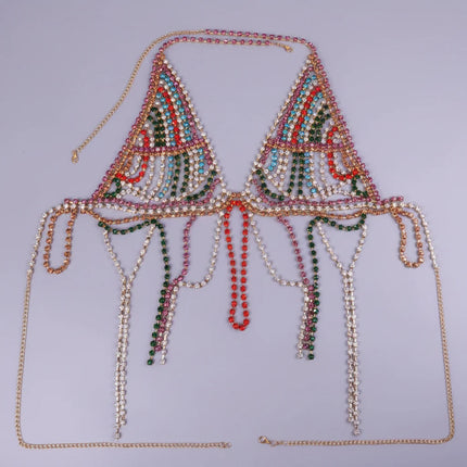 Luxury Crystal Tassel Chest & Waist Chain Bikini Jewelry Set