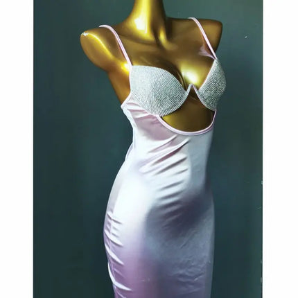 The Venus Vacation Rhinestone Mini Dress – Diamond Illusion Showgirl Costume