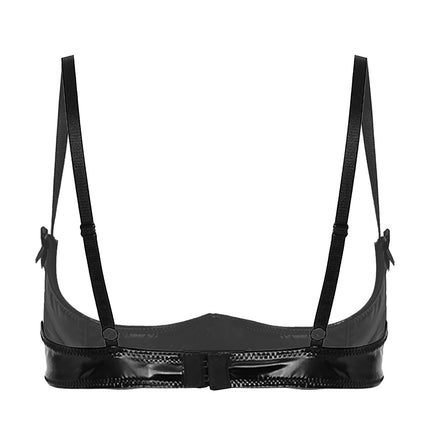 Patent Leather Underwired Open-Cup Bra