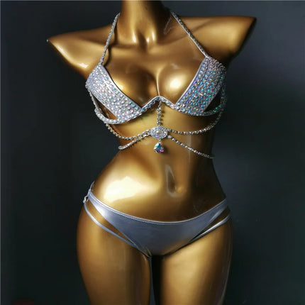 The Venus Vacation Classic Crystal Bikini – Ultra-Glam Rhinestone Showgirl Swim Set
