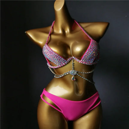 The Venus Vacation Classic Crystal Bikini – Ultra-Glam Rhinestone Showgirl Swim Set