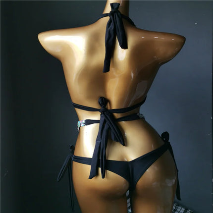 The Venus Vacation High-Waist Bikini – Classic Diamond Rhinestone Showgirl Set
