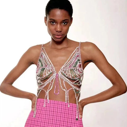 Dazzling Crystal Tassel Chest Chain & Bikini Bra Body Jewelry