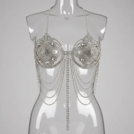 Dazzling Crystal Tassel Bra Chain & Skirt Bikini Body Jewelry Set