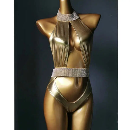 Classic Rhinestone Push-Up Performance Set – Shimmering Crystal Bandage Costume & Bling Two-Piece for GoGo Dancers & Festivals