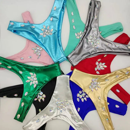 Luxury Rhinestone Performance Bikini Set – Shimmering Crystal Push-Up Stage Costume & Bling Two-Piece for GoGo Dancers, Festivals & Raves
