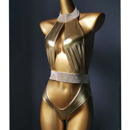 Classic Rhinestone Push-Up Performance Set – Shimmering Crystal Bandage Costume & Bling Two-Piece for GoGo Dancers & Festivals