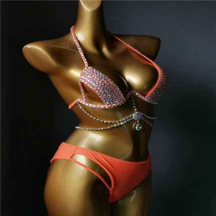 The Venus Vacation Classic Crystal Bikini – Ultra-Glam Rhinestone Showgirl Swim Set