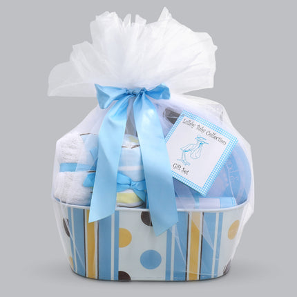 Baby Boy Gift Basket – Newborn Keepsake Set with Growth Chart, Photo Album & Baby Essentials