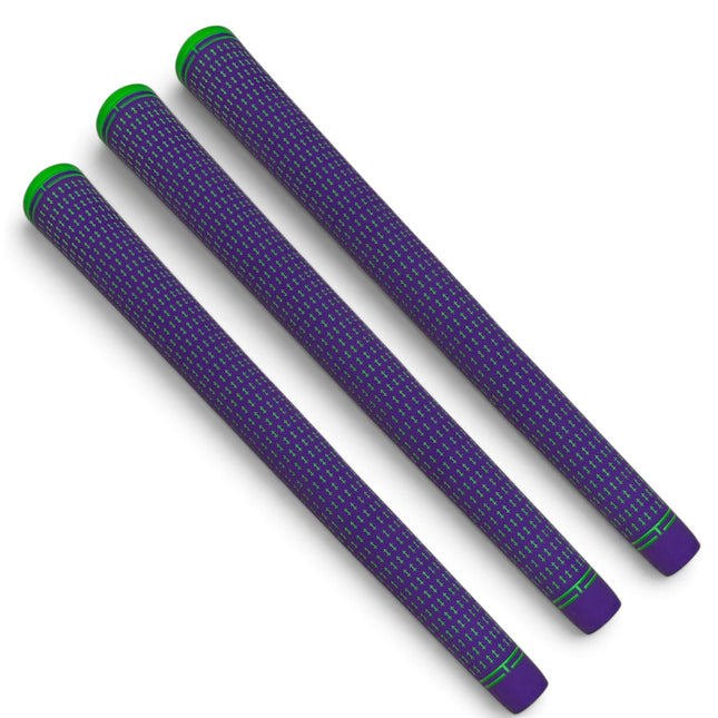 360 Golf Grips | 3 Pack Purple/Green | Standard, Mid, Jumbo | High-Traction Rubber Grip