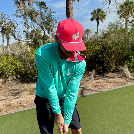 Frosted Elephant Golf Hat | Snapback Cap | Built-in Magnetic Ball Marker Holder + Marker Included | Adjustable | Elephant Cookie Pink
