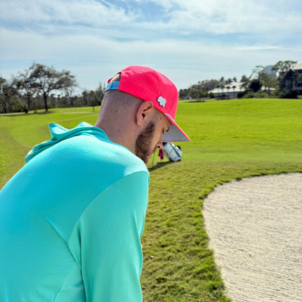 Frosted Elephant Golf Hat | Snapback Cap | Built-in Magnetic Ball Marker Holder + Marker Included | Adjustable | Elephant Cookie Pink