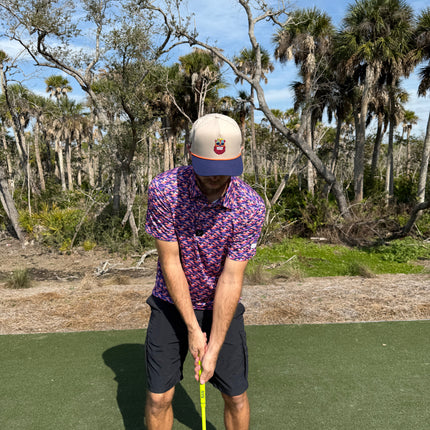 Tiki Bear Golf Hat | Snapback Cap | Built-in Magnetic Ball Marker Holder + Marker Included | Adjustable Multicolor