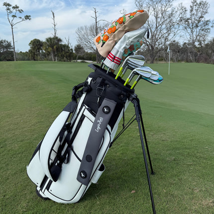 Teal/Orange Magnetic Golf Cart Strap Sleeve | Neoprene Rubber | Dual Accessory Magnets | Glove Holder | Carabiner Bag Attachment | 18.5 x 3.5 in