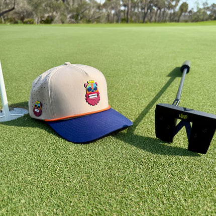 Tiki Bear Golf Hat | Snapback Cap | Built-in Magnetic Ball Marker Holder + Marker Included | Adjustable Multicolor