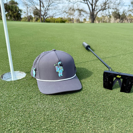 Youth Astronaut Walker Golf Hat | Snapback Cap | Built-in Magnetic Ball Marker Holder + Marker Included | Adjustable Gray | Kids