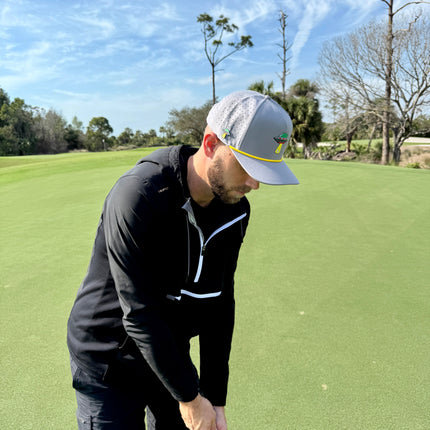 UFO Golf Hat | Snapback Cap | Built-in Magnetic Ball Marker Holder + Marker Included | Adjustable | Alien Gray