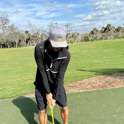 UFO Golf Hat | Snapback Cap | Built-in Magnetic Ball Marker Holder + Marker Included | Adjustable | Alien Gray