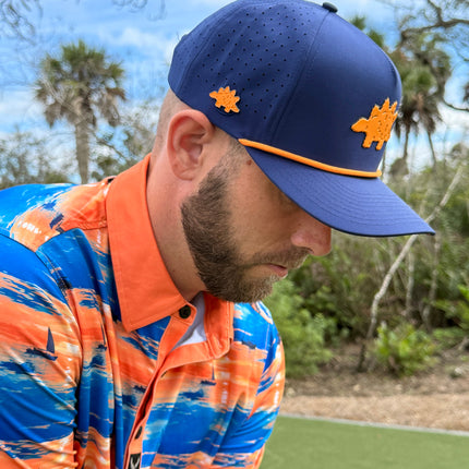 Dino Nugget Golf Hat | Snapback Cap | Built-in Magnetic Ball Marker Holder + Marker Included | Dinosaur Chicken | Adjustable