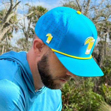 Tequila and Lime Golf Hat | Snapback Cap | Built-in Magnetic Ball Marker Holder + Marker Included | Adjustable | Shot Glass