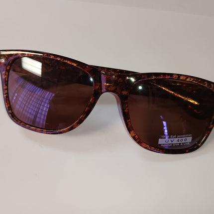 Brown Blues Brother Style Sunglasses with Houndstooth Design and Dark Lenses