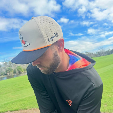 Breakfast Ball Golf Hat | Snapback Cap | Built-in Magnetic Ball Marker Holder + Marker Included | Breakfast Ball | Adjustable | Mulligan Tan