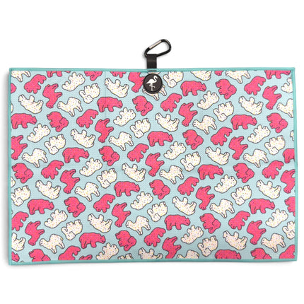 Frosted Animal Cookie Golf Towel | 24” x 16” Microfiber Towel | Magnetic Clip & Carabiner | Premium Golf Accessory