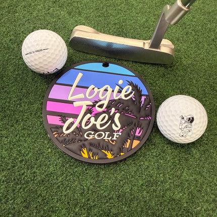 Sunset Palms Golf Putting Disk | Indoor Practice Marker | Portable Golf Training Aid