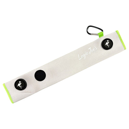 Silver/Lime Magnetic Golf Cart Strap Sleeve | Neoprene Rubber | Dual Accessory Magnets | Glove Holder | Carabiner Bag Attachment | 18.5 x 3.5 in