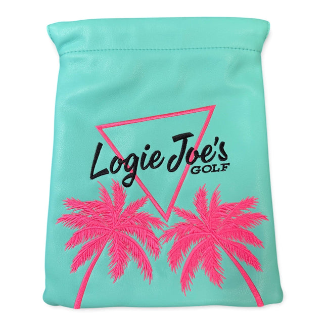 Logie Joe’s Golf Valuables Pouch | Embroidered Golf Accessory Bag for Phone, Wallet, Keys & Personal Items | Teal & Pink