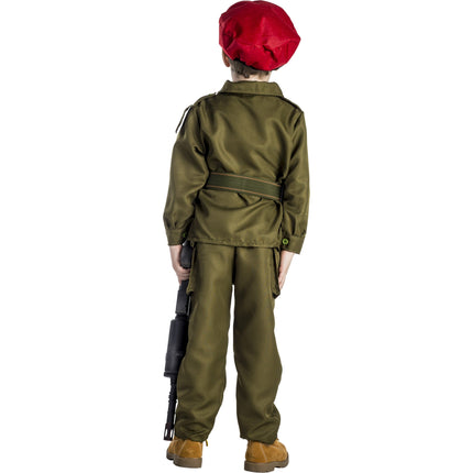 Kids Israeli Soldier Costume – Military Uniform with Jacket, Pants, Belt & Red Beret