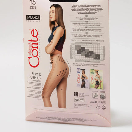 Tights Conte Balance 15 Den - Push-Up Effect
