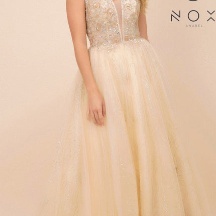 CLEARANCE - Nox Anabel J411 Embellished Formal Ball Gown Crisscross Back (Size 4)
