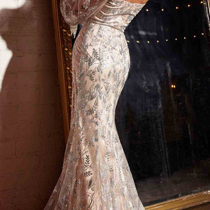 Cinderella Divine J816 Removable Long Sleeve Off the Shoulder Gown