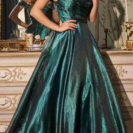 Cinderella Divine J822 A-Line Organza Off the Shoulder Ball Gown