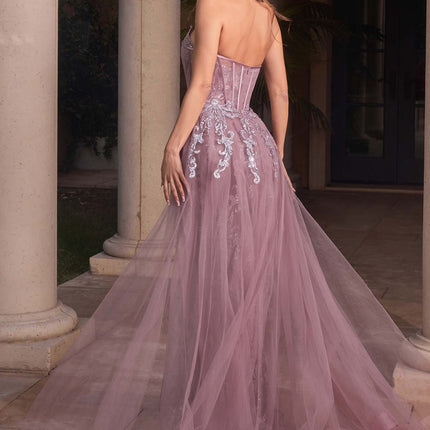 Cinderella Divine J858 Long Strapless Glitter Mermaid Gown Removable Tulle Skirt