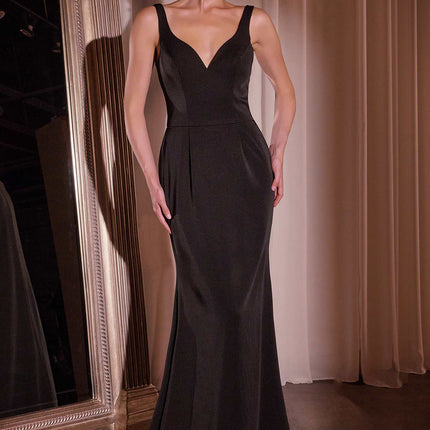 Ladivine J881 Long Fit and Flare Crepe Gown With Removable Jacket