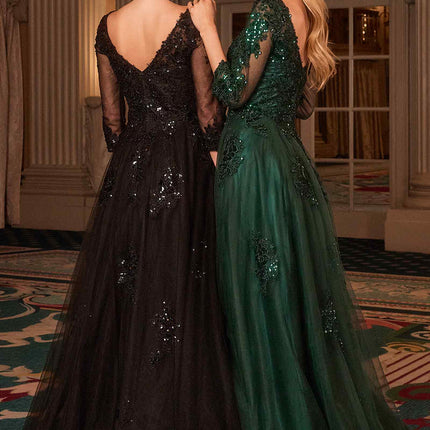 Ladivine J883 Mother of the Bride A-Line Ball Gown Long Sleeve