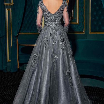 Ladivine J883W Wedding A-Line Ball Gown Long Sleeves Lace Applique